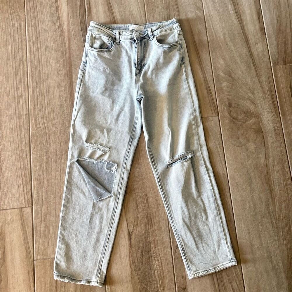 Risen Los Angeles Women's Distressed Light Wash Straight Jeans Size 5